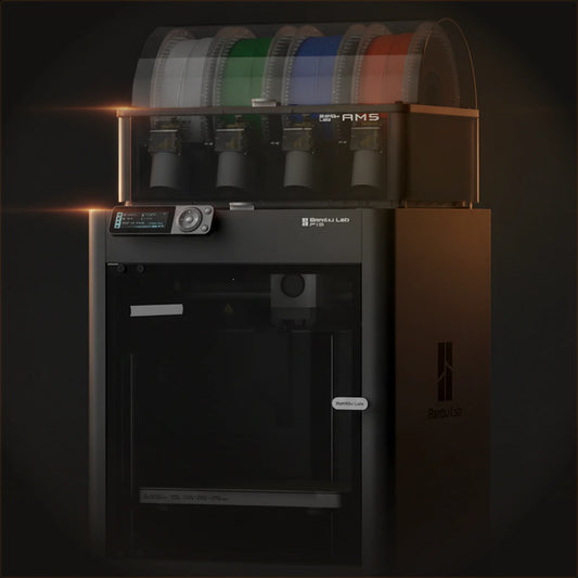 Bambu Lab P1S Combo — Enclosed Multi-Color 3D Printer with AMS — Solar Dawn Studio Hero Render